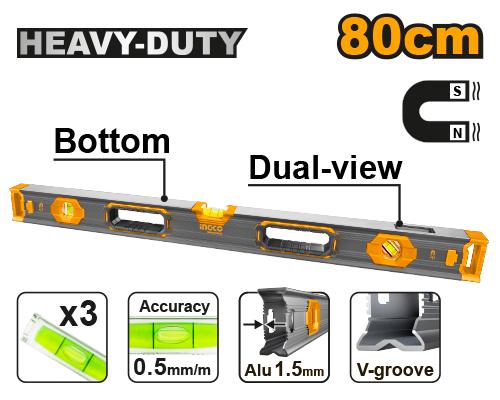 Ingco 970g 80cm Spirit Level (With Powerful Magnets) | HSL68080 Ingco